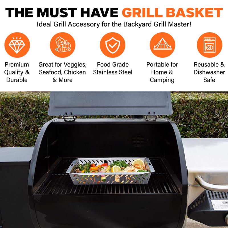 Proud Grill UltraVersatile Stainless Steel Grill Basket 15 in. L X 10 in. W