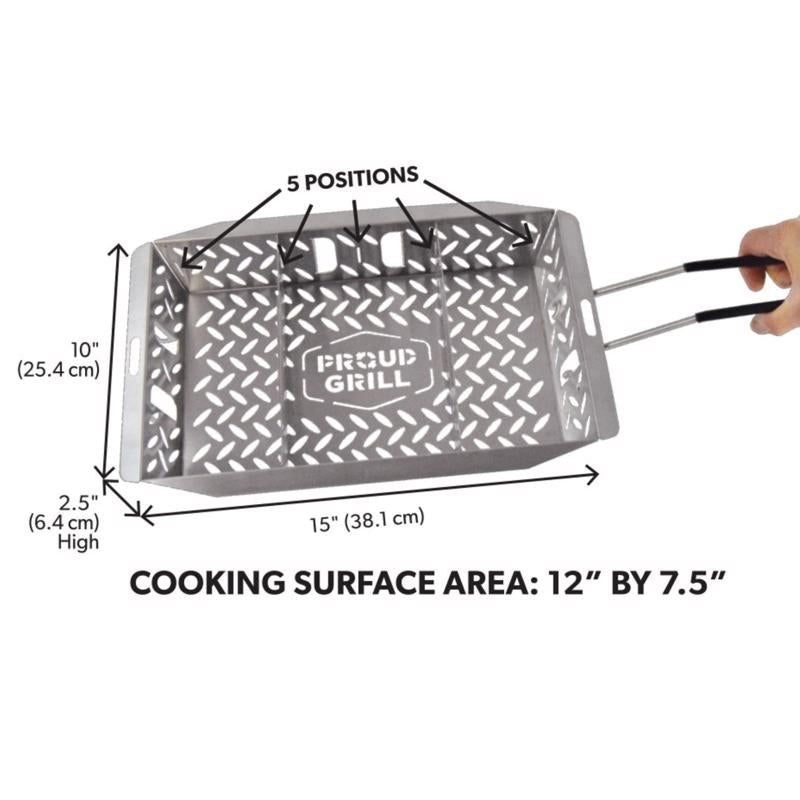 Proud Grill UltraVersatile Stainless Steel Grill Basket 15 in. L X 10 in. W