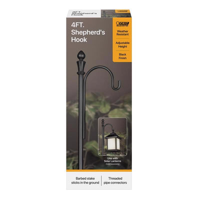 Feit Black Metal 48 in. H Solar Fixtures Shepherd's Hook