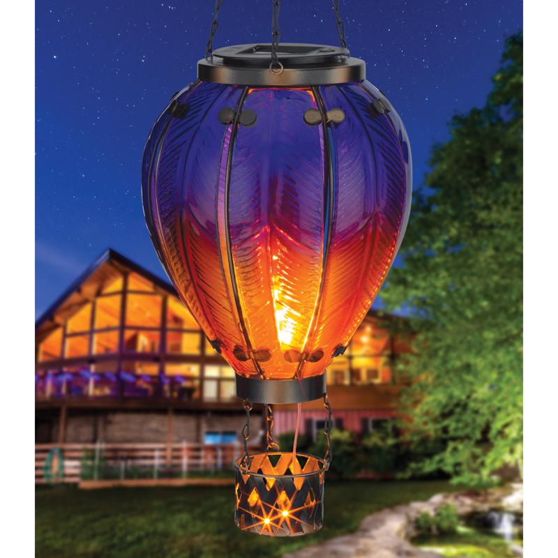 Regal Art & Gift Purple Glass/Metal 23.5 in. H X 7.5 in. L X 7.5 in. W Hot Air Balloon Lantern