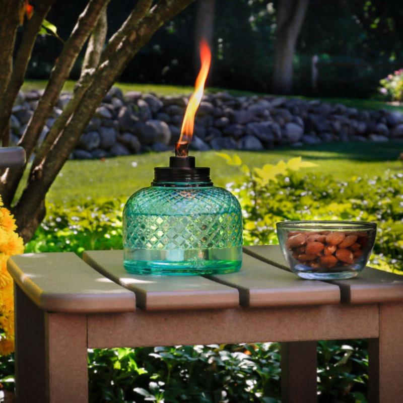 TIKI Blue Glass 5.80 in. Tabletop Torch