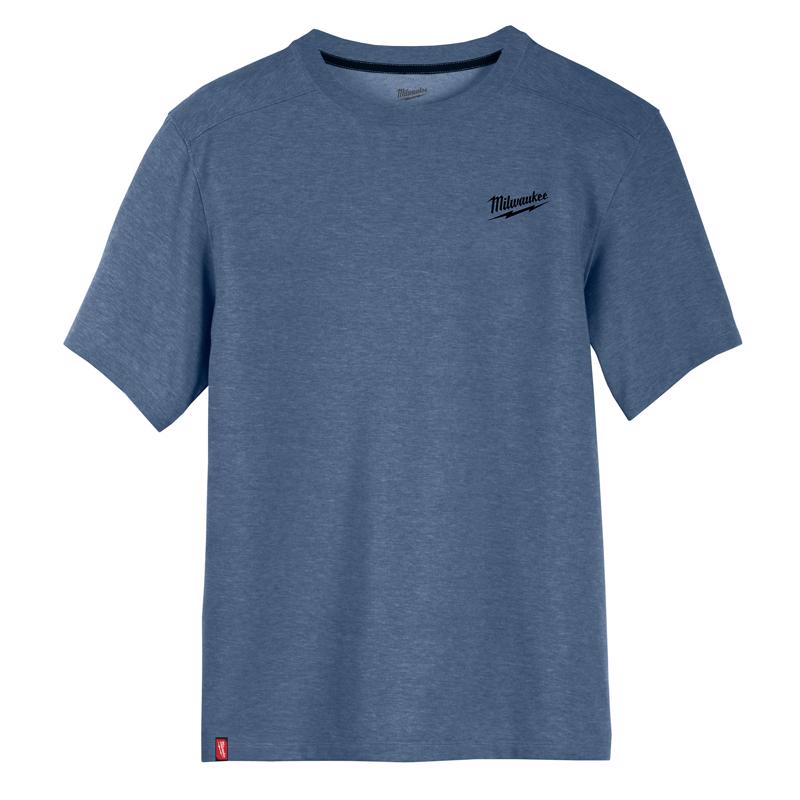 Milwaukee L Short Sleeve Men's Crew Neck Blue Hybrid Work Tee Shirt