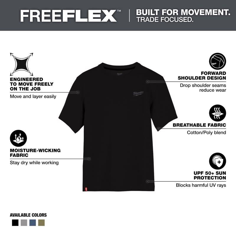 Milwaukee M Short Sleeve Men's Crew Neck Black Hybrid Work Tee Shirt