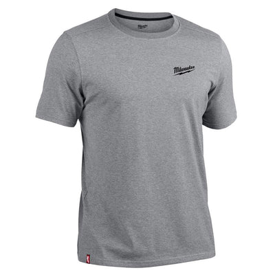 Milwaukee XXL Short Sleeve Men's Crew Neck Gray Hybrid Work Tee Shirt