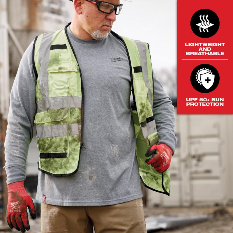 Milwaukee XXL Long Sleeve Men's Crew Neck Gray Hybrid Work Tee Shirt