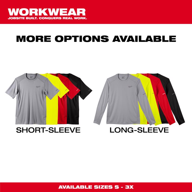 Milwaukee Workskin M Short Sleeve Men's Crew Neck Gray Lightweight Performance Tee Shirt