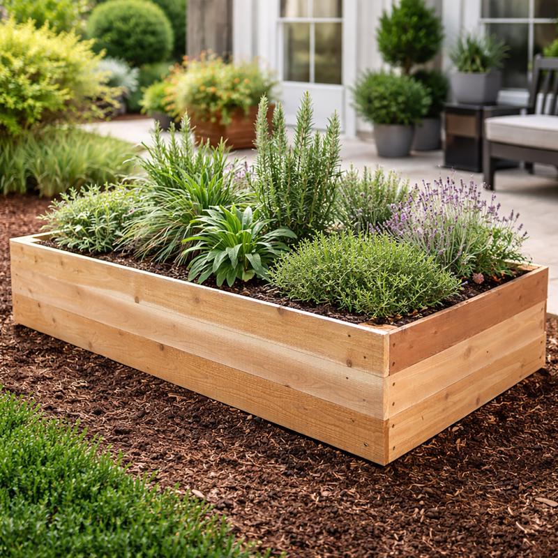 Real Wood Products 10.5 in. H X 72 in. W X 36 in. D Cedar Western Raised Garden Bed Natural