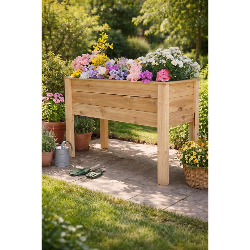 Real Wood Products 22 in. H X 38 in. W X 12 in. D Cedar Elevated Garden Box Natural