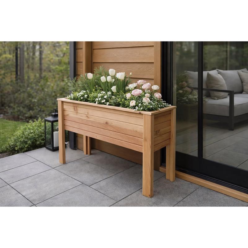 Real Wood Products 22 in. H X 38 in. W X 12 in. D Cedar Elevated Garden Box Natural