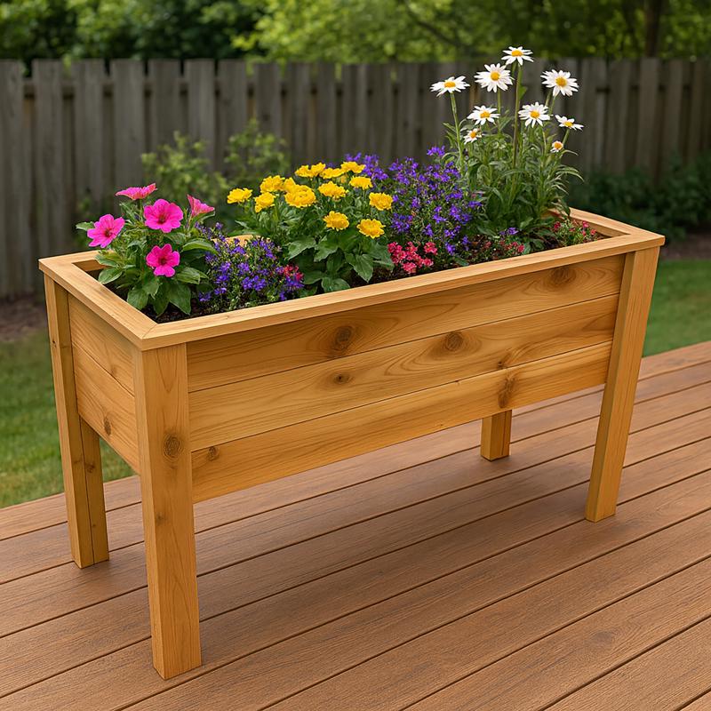 Real Wood Products 22 in. H X 38 in. W X 12 in. D Cedar Elevated Garden Box Natural