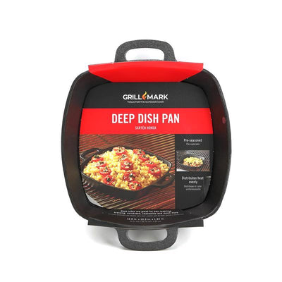 Grill Mark Cast Iron Deep Dish Pan 12.8 in. L X 10.3 in. W