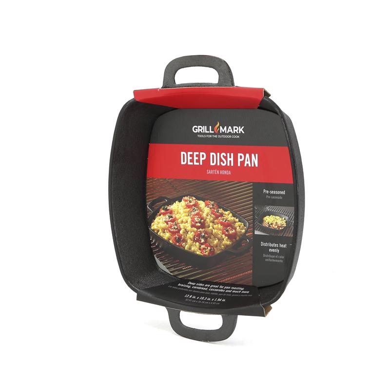 Grill Mark Cast Iron Deep Dish Pan 12.8 in. L X 10.3 in. W