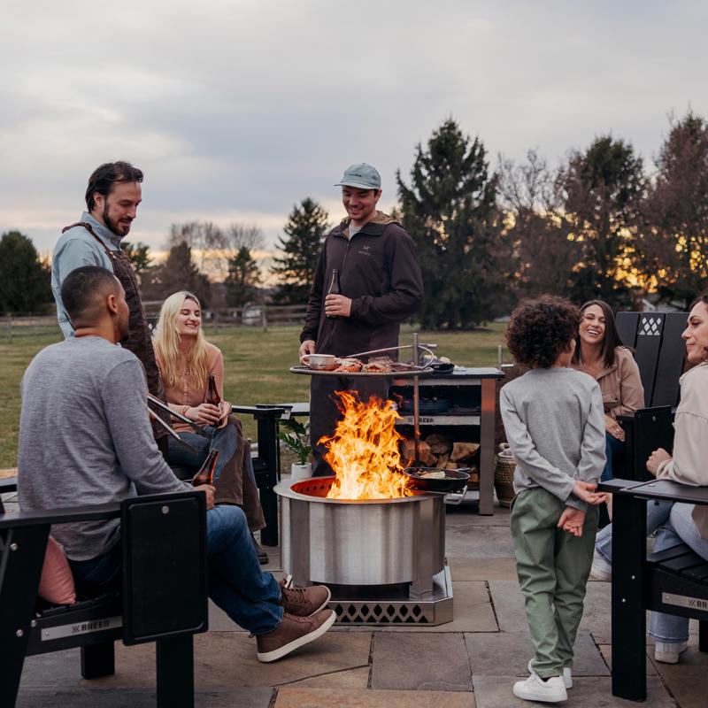 Breeo X Series 24 Stainless Smokeless Fire Pit 24 in. W Stainless Steel Outdoor Round Wood Fire Pit
