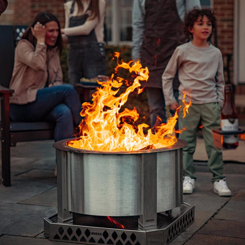Breeo X Series 24 Stainless Smokeless Fire Pit 24 in. W Stainless Steel Outdoor Round Wood Fire Pit