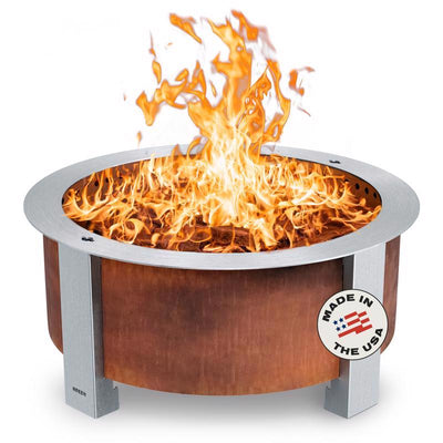 Breeo X Series 30 in. W Corten Steel Outdoor Round Wood Fire Pit