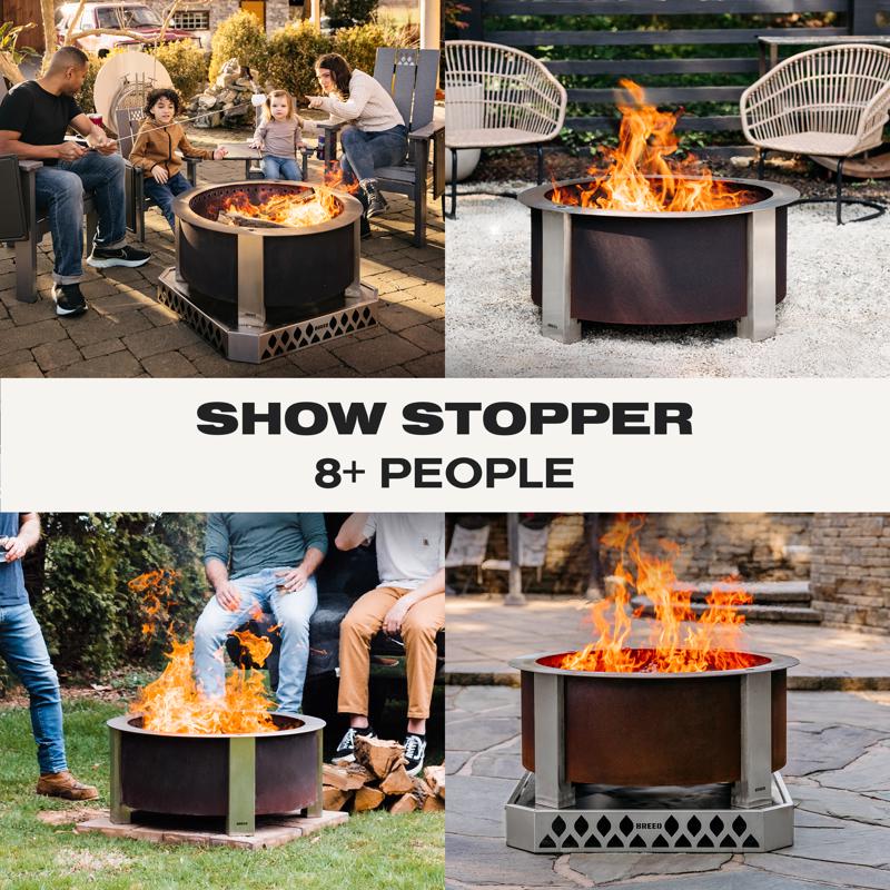 Breeo X Series 30 in. W Corten Steel Outdoor Round Wood Fire Pit