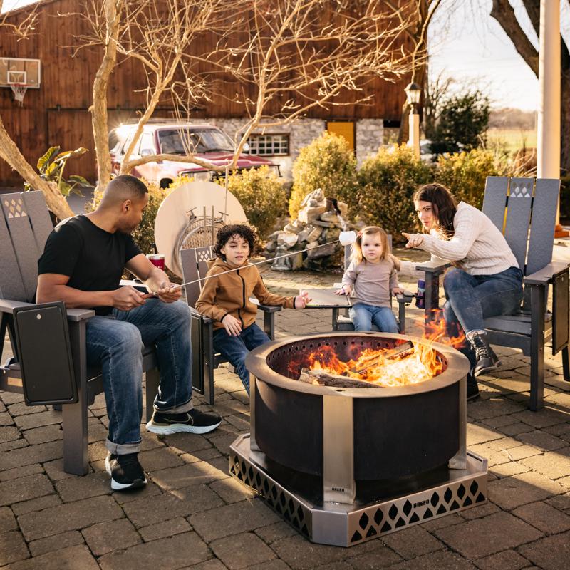 Breeo X Series 30 in. W Corten Steel Outdoor Round Wood Fire Pit