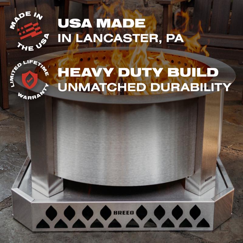 Breeo X Series 30 Stainless Steel Fire Pit Base 4.5 in. H X 31.6 in. W X 30 in. D