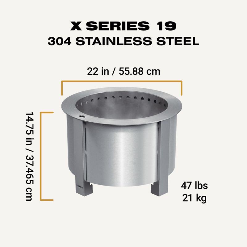 Breeo X Series 19 in. W Stainless Steel Outdoor Round Wood Fire Pit