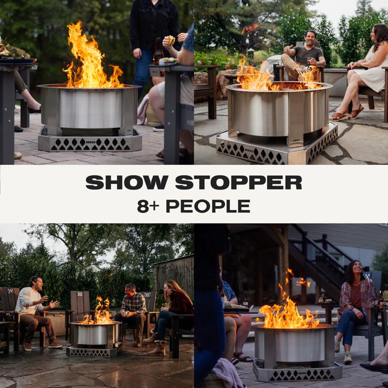 Breeo X Series 30 Stainless Smokeless Fire Pit 30 in. W Stainless Steel Outdoor Round Wood Fire Pit