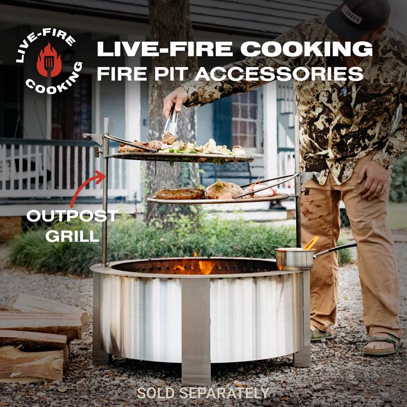 Breeo X Series 30 Stainless Smokeless Fire Pit 30 in. W Stainless Steel Outdoor Round Wood Fire Pit