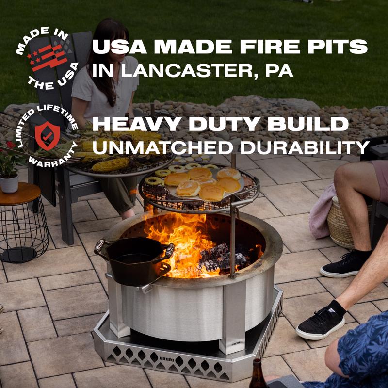 Breeo X Series 30 Stainless Smokeless Fire Pit 30 in. W Stainless Steel Outdoor Round Wood Fire Pit