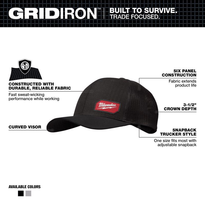 Milwaukee Gridiron Snapback Trucker Hat Gray One Size Fits Most