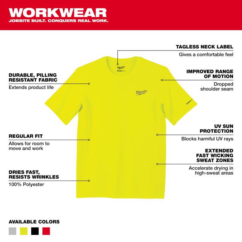 Milwaukee Workskin L/XL Short Sleeve Unisex Crew Neck Yellow Shirt