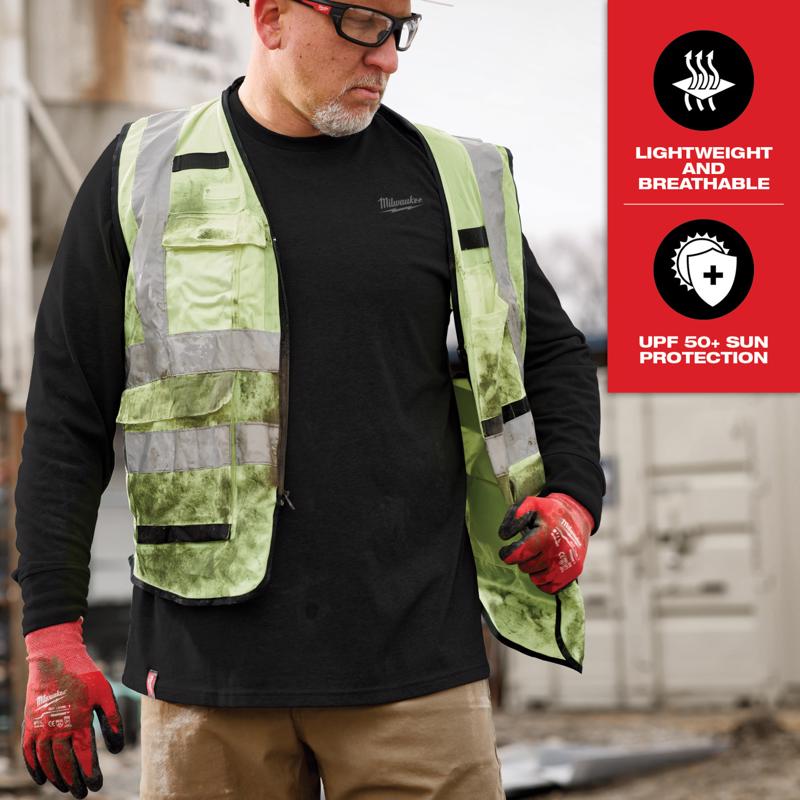 Milwaukee Freeflex L Long Sleeve Men's Crew Neck Black Hybrid Work Tee Shirt