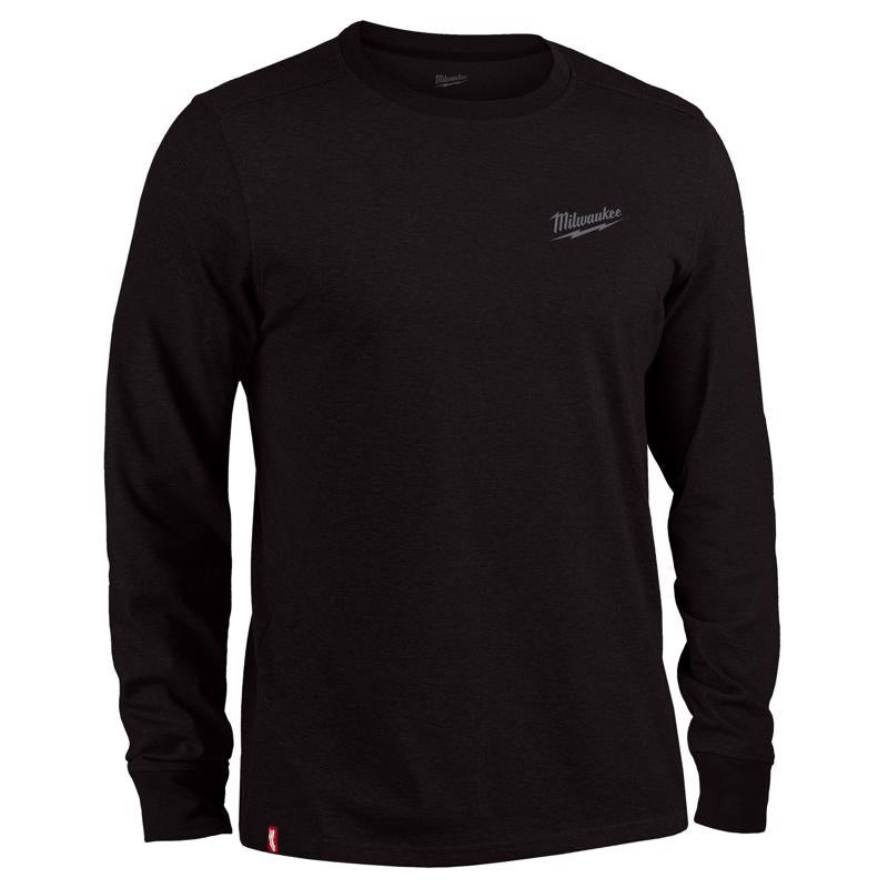 Milwaukee Freeflex M Long Sleeve Men's Crew Neck Black Hybrid Work Tee Shirt