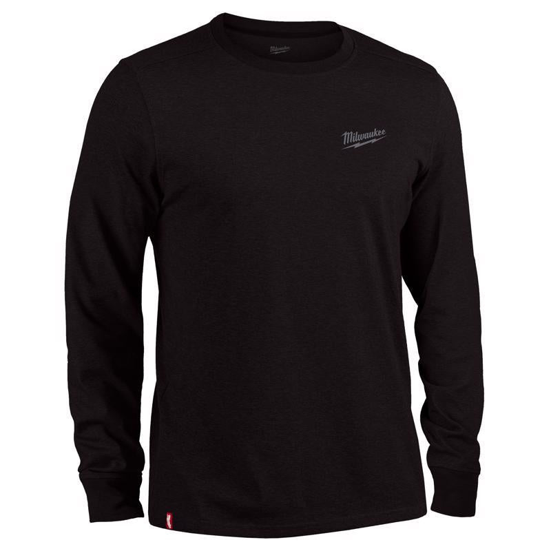 Milwaukee Freeflex XL Long Sleeve Men's Crew Neck Black Hybrid Work Tee Shirt