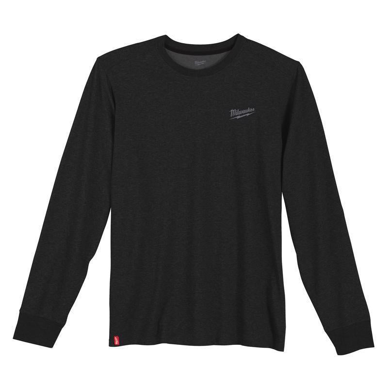 Milwaukee Freeflex XL Long Sleeve Men's Crew Neck Black Hybrid Work Tee Shirt