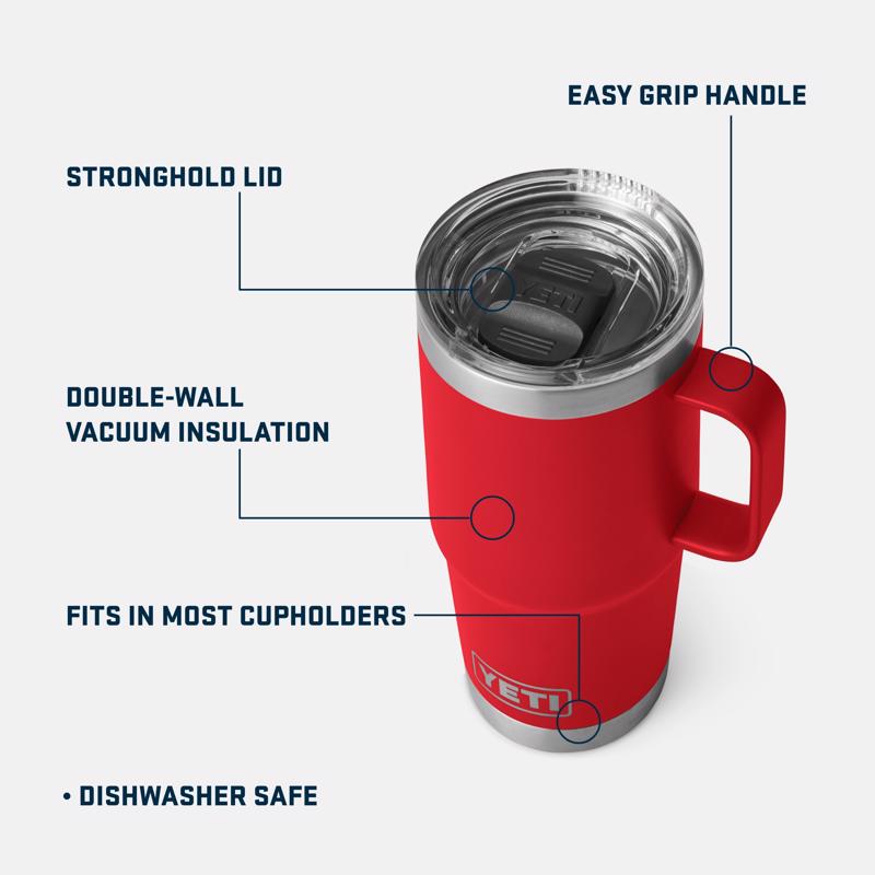YETI Rambler 20 oz Rescue Red BPA Free Travel Mug