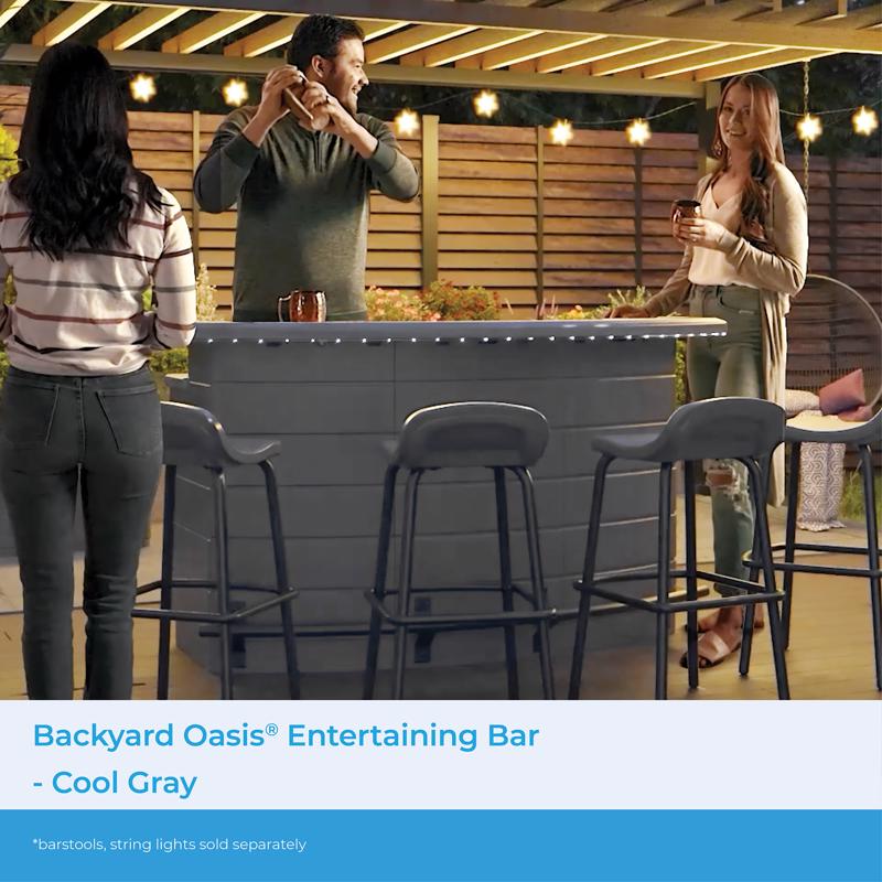 Suncast Backyard Oasis Gray Resin Bar Table