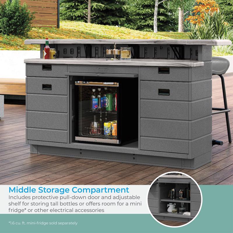 Suncast Backyard Oasis Gray Resin Bar Table