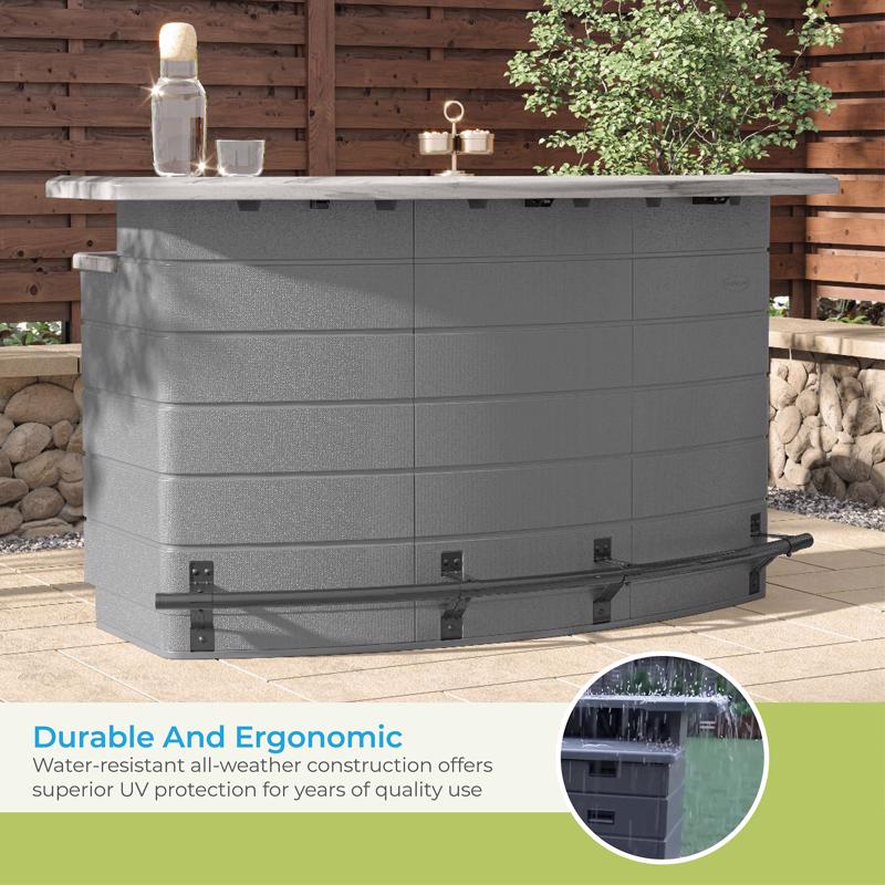 Suncast Backyard Oasis Gray Resin Bar Table
