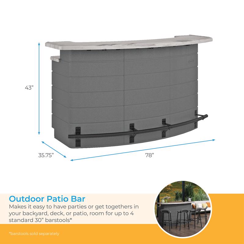 Suncast Backyard Oasis Gray Resin Bar Table