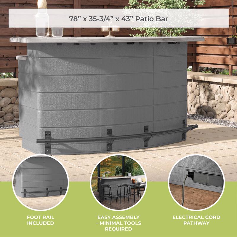 Suncast Backyard Oasis Gray Resin Bar Table