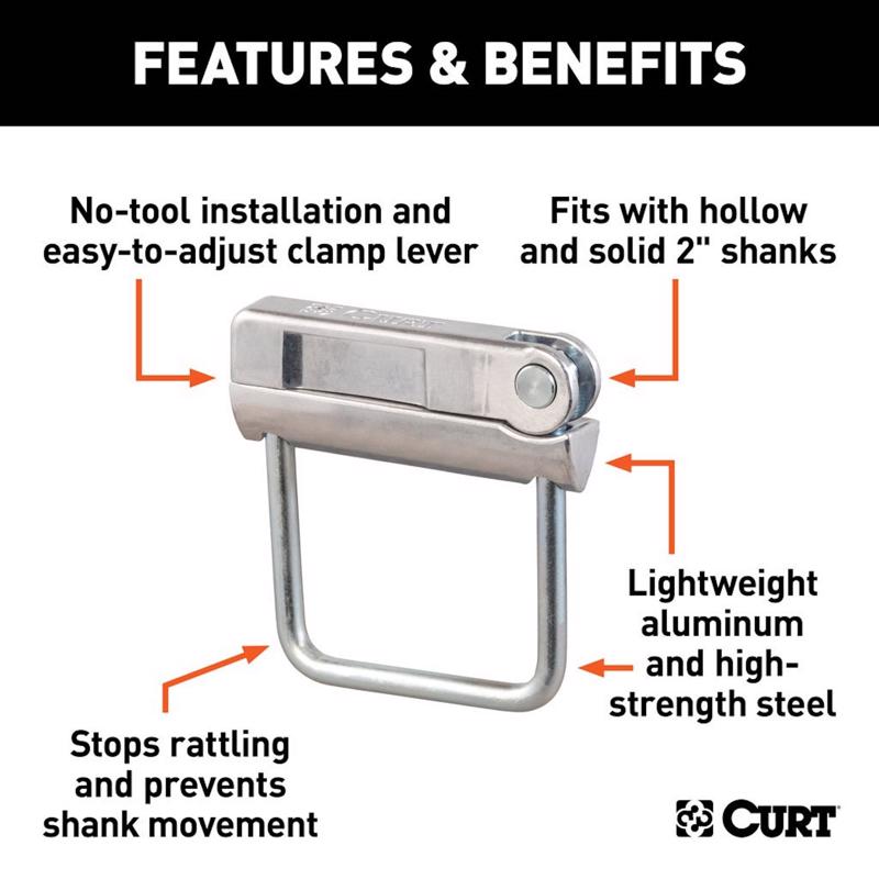 CURT 4.8"H x 0.80"W x 4.5"L Anti-Rattle Hitch Clamp