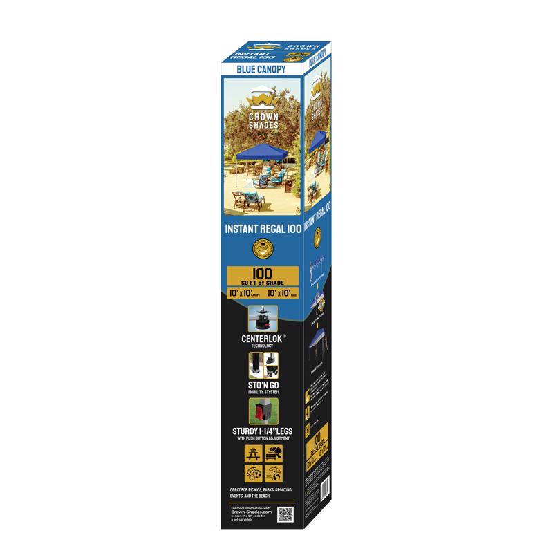 Crown Shade One Touch 150D Polyester Regal 100 Canopy 9.1 ft. H X 10 ft. W X 10 ft. L