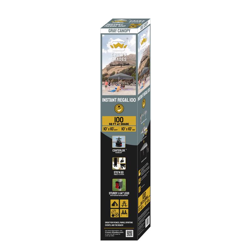 Crown Shade One Touch 150D Polyester Regal 100 Canopy 9.1 ft. H X 10 ft. W X 10 ft. L