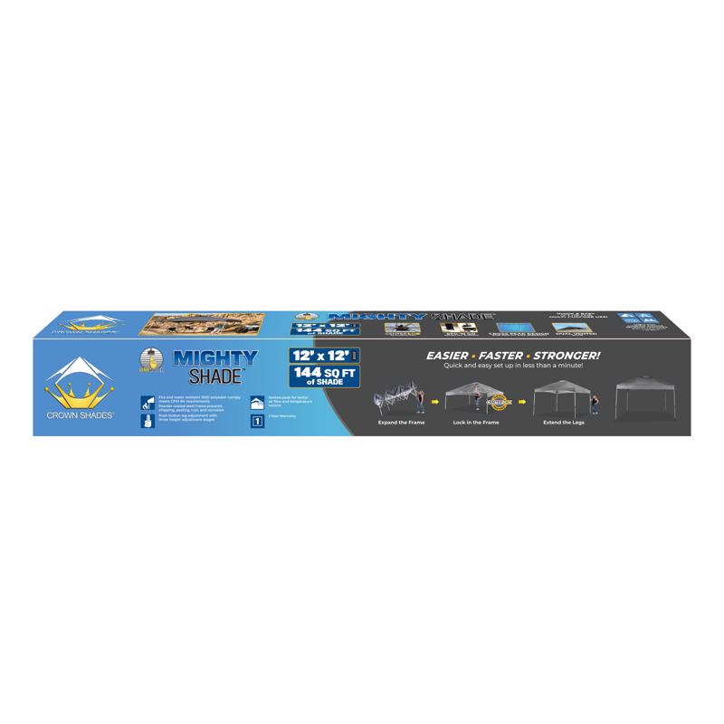 Crown Shade One Touch 150D Polyester Mighty Shade Canopy 9.4 ft. H X 12 ft. W X 12 ft. L