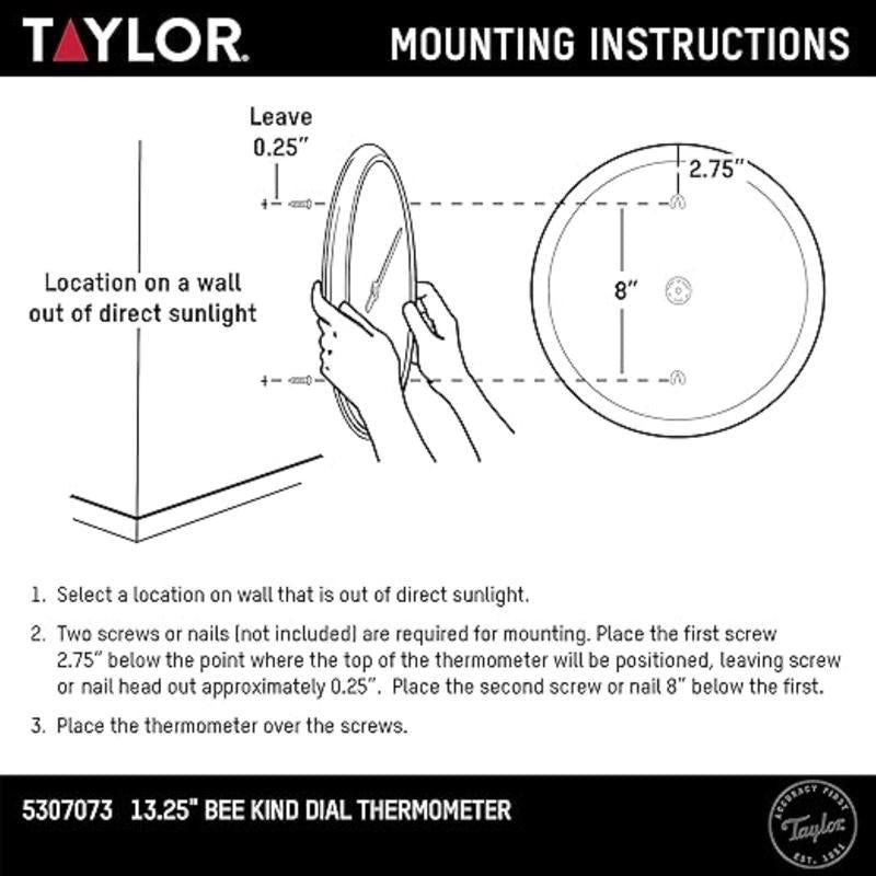 Taylor Bee Dial Thermometer Plastic Multicolored 13.25 in.