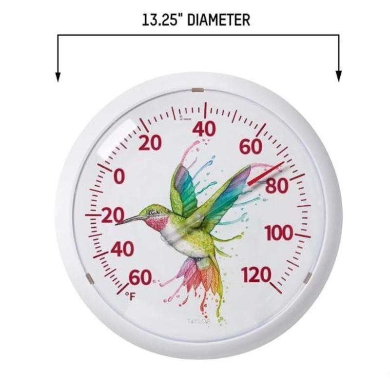 Taylor Hummingbird Dial Thermometer Plastic White 13.25 in.