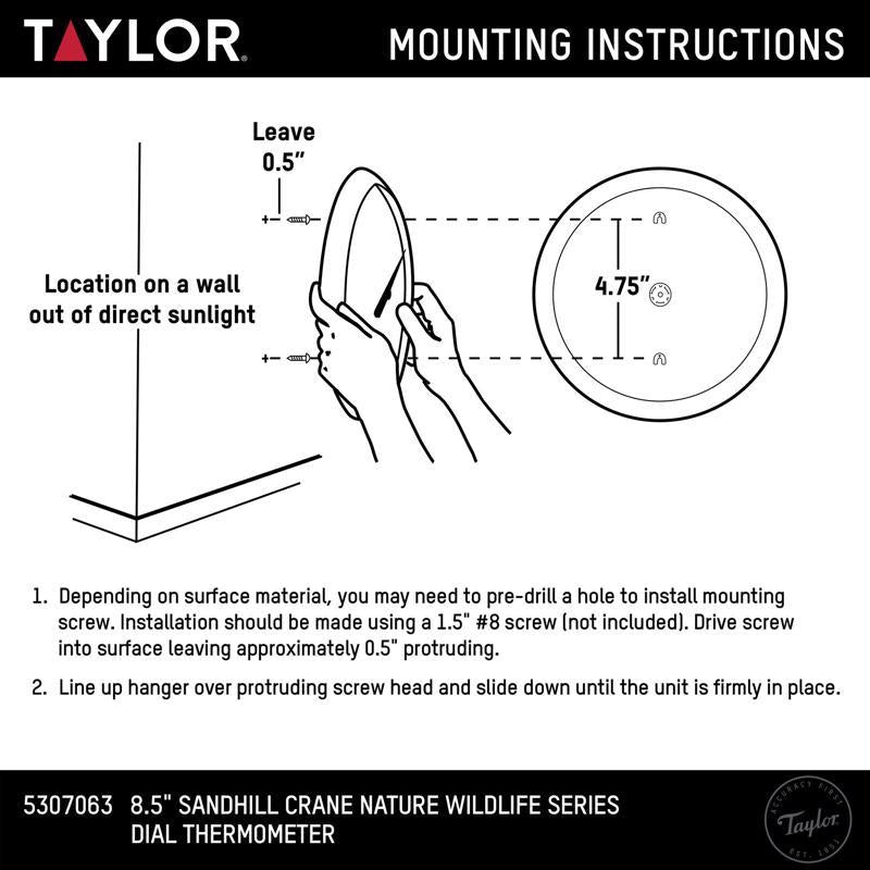 Taylor Crane Dial Thermometer Plastic Multicolored 8.5 in.