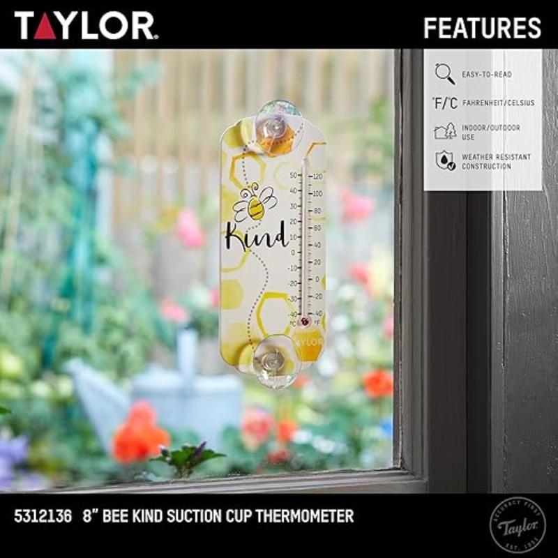 Taylor Bee Kind Tube Thermometer Plastic Multicolored 8 in.