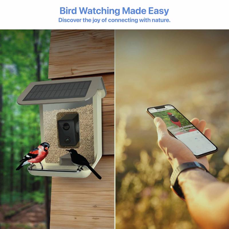 Feit Bird Genius A.I. Wild Bird 2.5 L Plastic Solar Camera Smart-Enabled Bird Feeder 1 ports