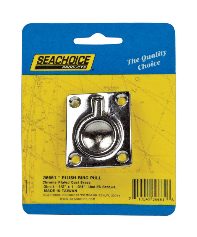 Seachoice Chrome-Plated Brass 1-3/4 in. L X 1-1/2 in. W Flush Ring Pull