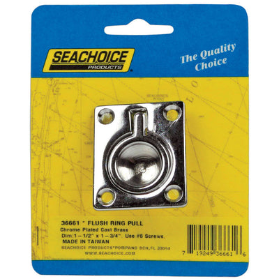 Seachoice Chrome-Plated Brass 1-3/4 in. L X 1-1/2 in. W Flush Ring Pull