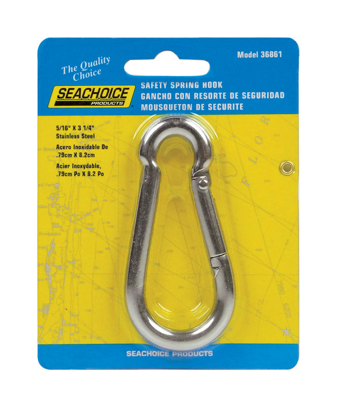 Seachoice Stainless Steel 3-1/4 in. L X 5/16 in. W Safety Spring Hook